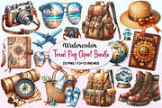 Watercolor Travel Clipart, a Graphic by CitraGraphics (Thumbnail 1 of 4)