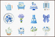 Blue Cottage Charm Clipart Set, an Illustration by Sublimation Artist (Thumbnail 3 of 6)