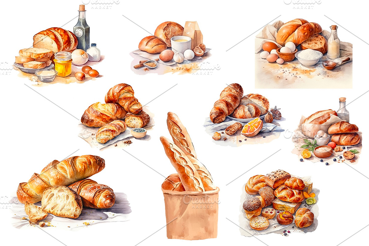 Bakery, watercolor clipart., a Person Illustration by AkvarelRiver (Photo 2 of 5)
