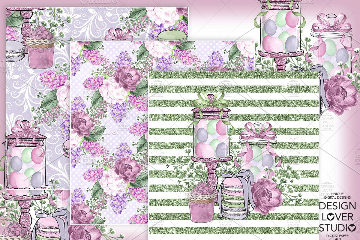Happy Easter digital paper pack, a Pattern Graphic by designloverstudio