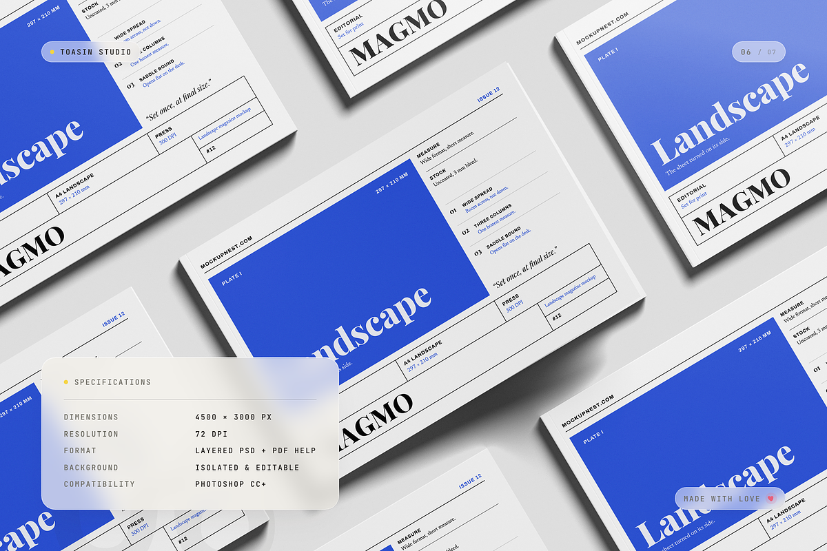 A4 Landscape Magazine Mockup, a Books & Magazine Mockup by Toasin Studio (Photo 6 of 7)