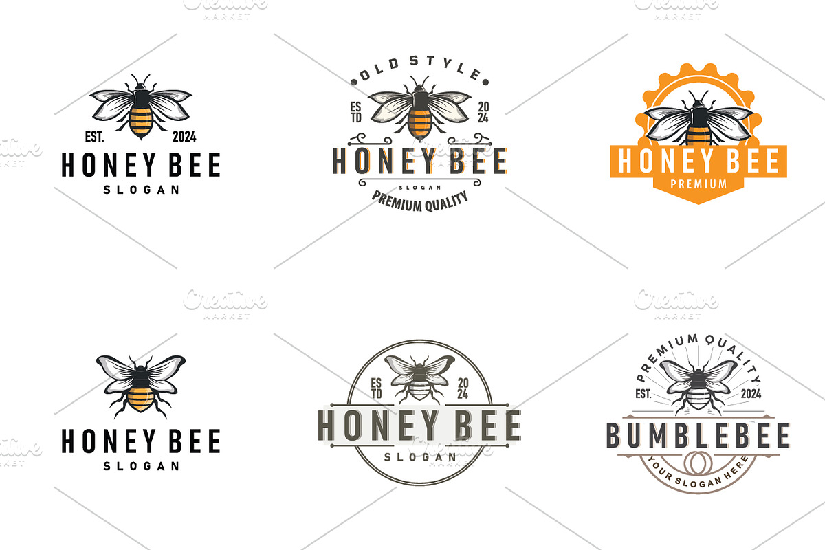 Organic honey bee logo design, a Branding & Logo Template by Maylianaw28