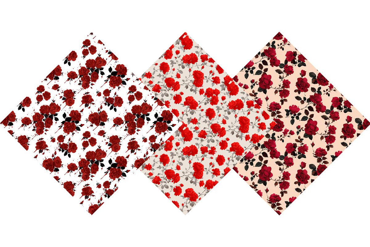 Red Inky Roses Seamless Patterns, a Texture Illustration by DreamPrint404 (Photo 4 of 4)