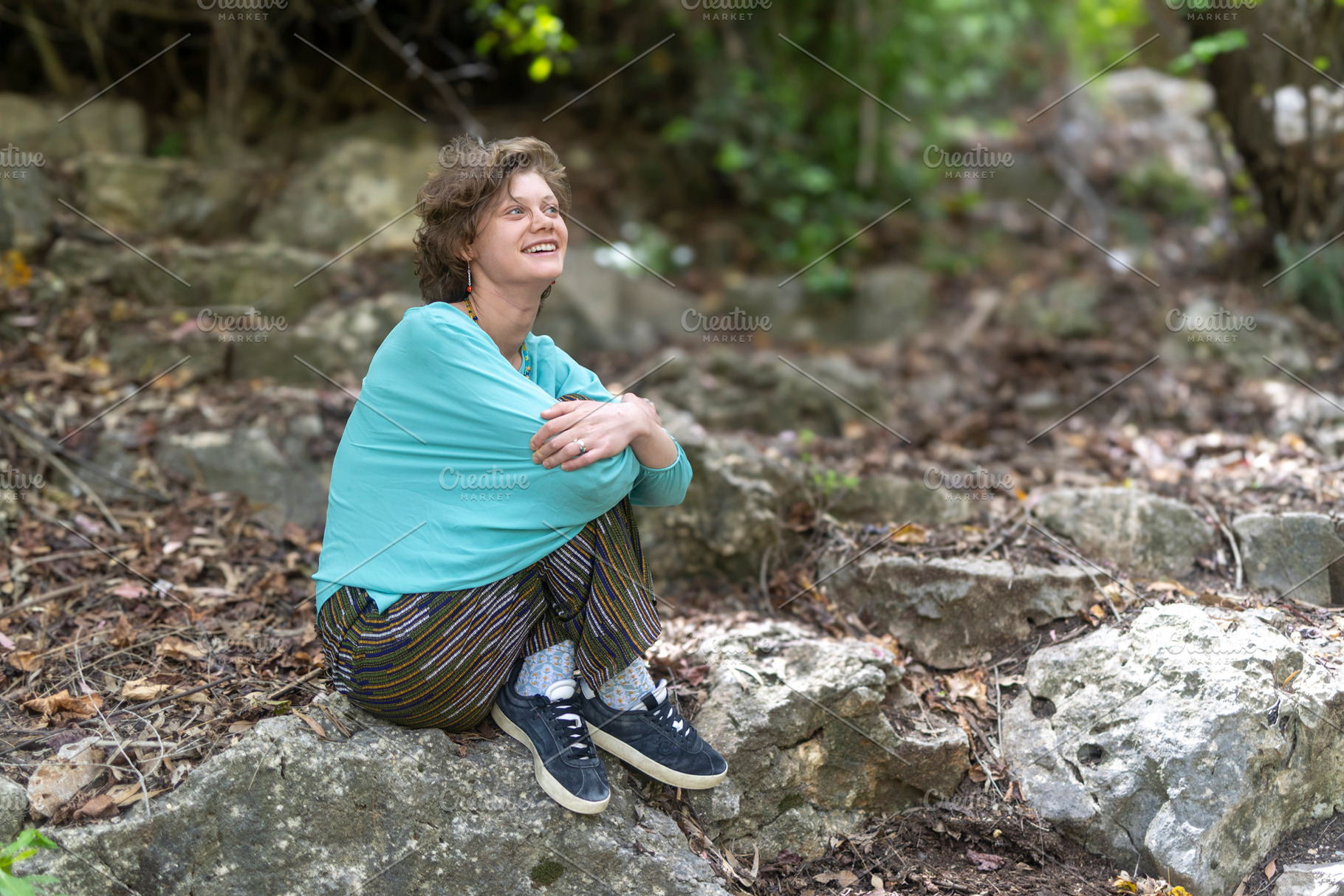 A happy young woman with short brown, a Person Photo by Imaginarium