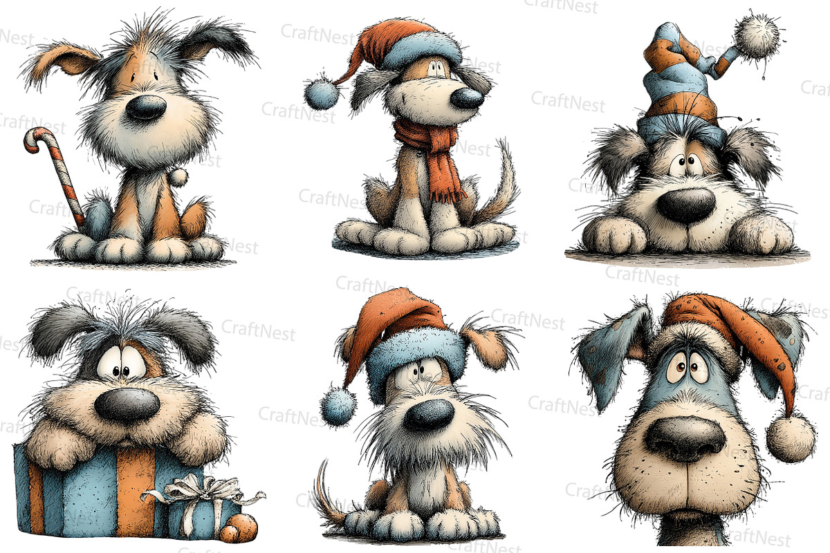Whimsical Christmas Dog Clipart, an Illustration by Craft Nest (Photo 6 of 7)
