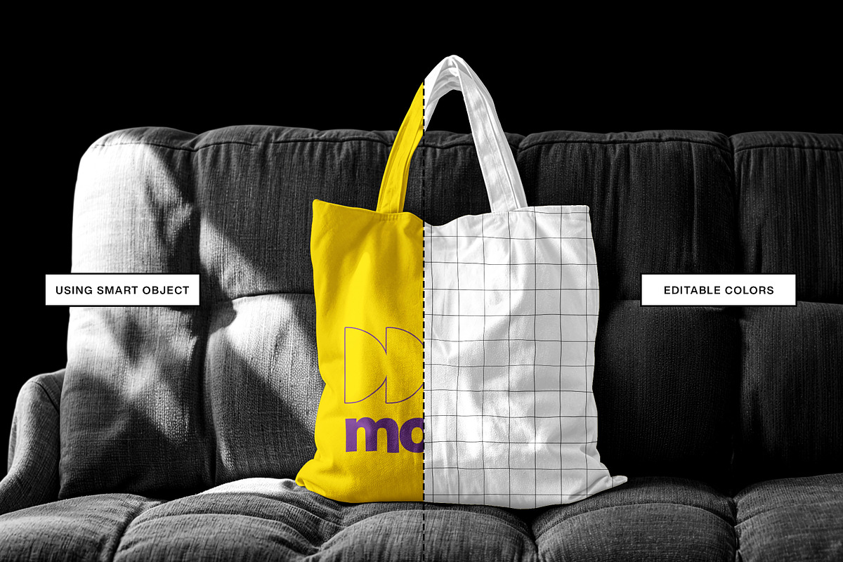 Totebag Mockup on Sofa, an Apparel Mockup by sagesmask.com (Photo 2 of 4)