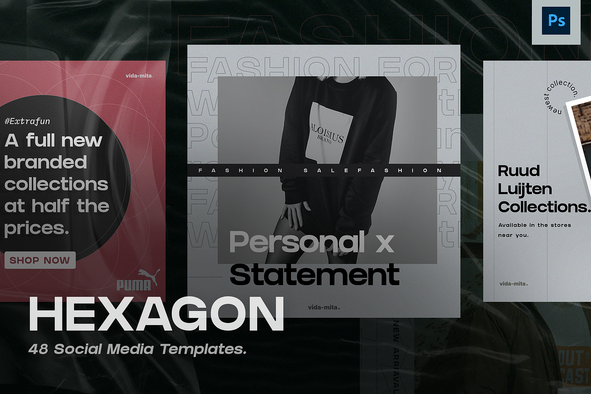 Hexagon Social Media Package, a Social Media Template by Fluto Creative Studio (Photo 1 of 7)
