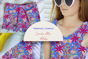 Tropical Jungle Blue Pattern Design