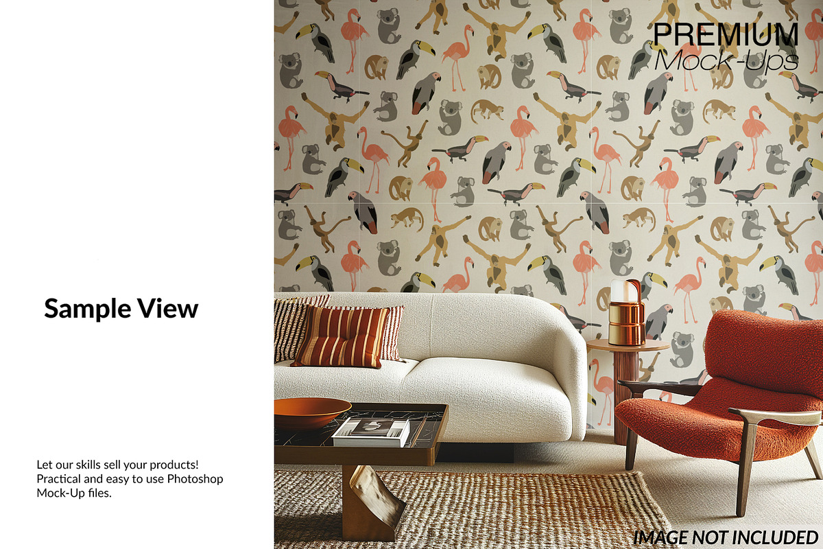 Boho Wallpaper Mockup PNG & PSD, a Household Mockup by mock-ups (Photo 6 of 7)