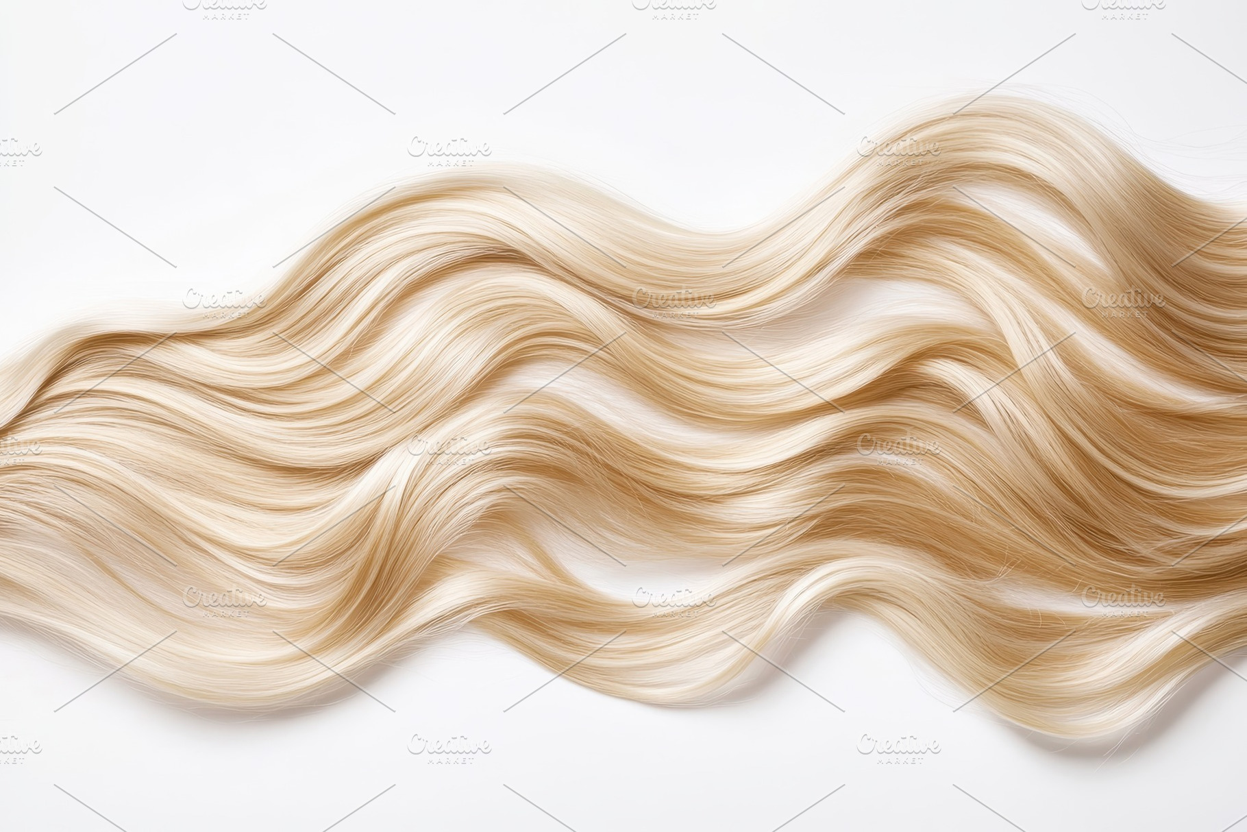 Curly blonde hair cascading, a Photo by Pavel_design