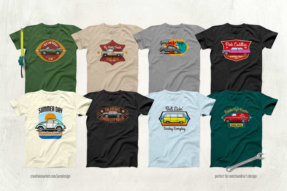 8 Classic Cars & Badges, an Object Graphic by Juru Rancang Graphic (Photo 1 of 4)
