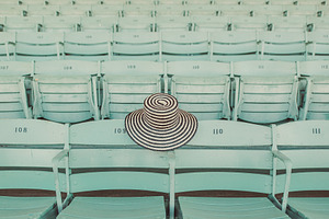 Retro Green Seats & Hat Stock Photo