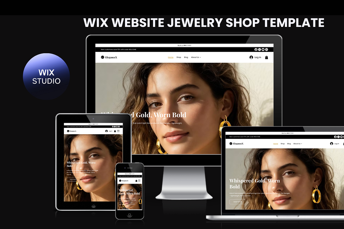 Luxury Gold Jewelry Wix Template, a Wix Template by Gsrwebdesign (Photo 1 of 7)