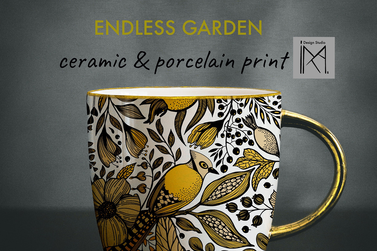 Endless Garden Yellow & Blue Pattern, a Pattern Graphic by Marta & Livonka (Photo 4 of 14)