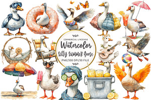 Silly Summer Goose Clipart, an Illustration by OK Design