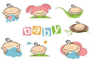 Set of funny babies