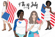 4th of July Bright Girls Clipart, a Seasonal Illustration by GlamArtZhanna (Thumbnail 1 of 5)