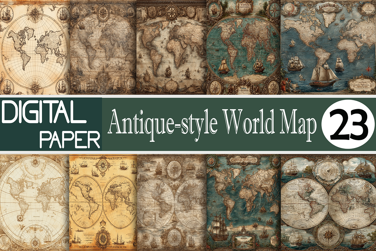 Antique-style World Map, a Background Graphic by Printable Treasure (Photo 1 of 2)