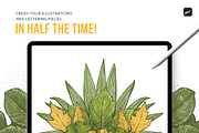 12 Leaf Procreate Stamp Brushes, a Brush Add-On by Riveros Illustration (Thumbnail 9 of 11)