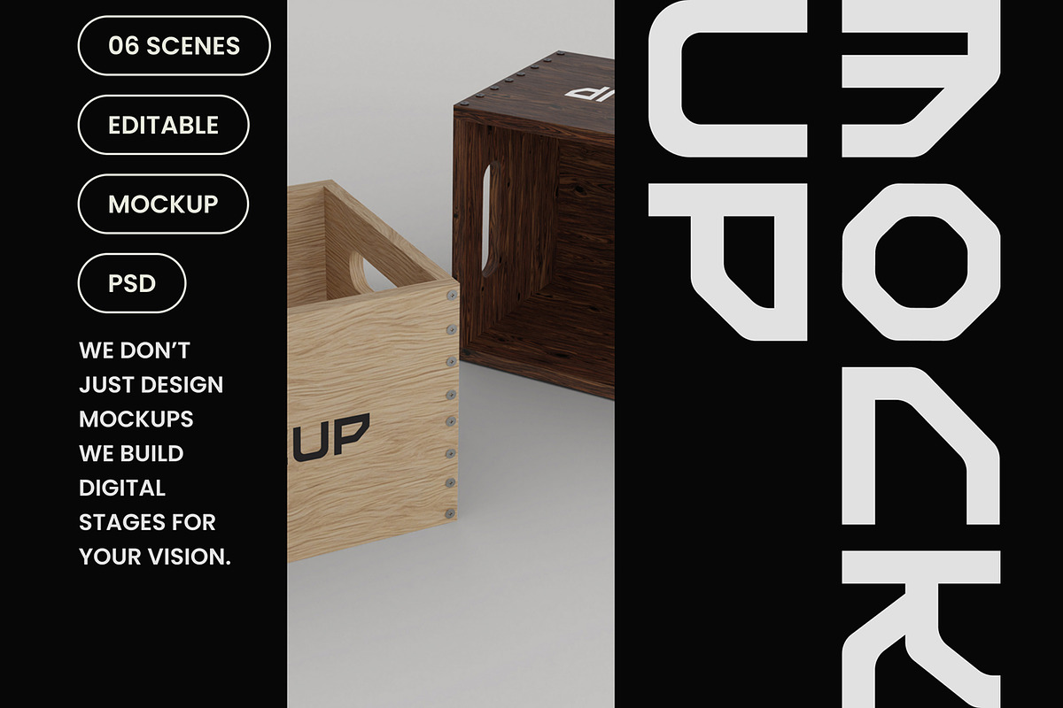 Wooden Fruit Crate Mockup, a Household Mockup by hiddemaru (Photo 4 of 4)
