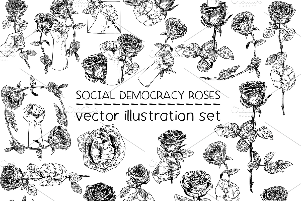 Social democracy roses - vector, a Decorative Illustration by Renée from Studio neetje (Photo 1 of 5)