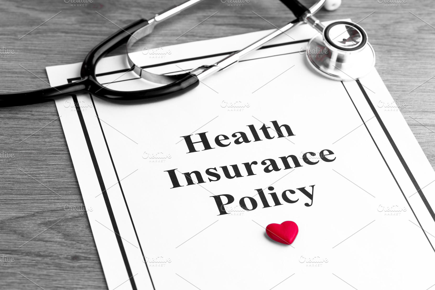 Health insurance policy stethoscope, a Health & Medical Photo by FineArtStudio