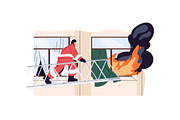 Firefighters, firemen fight a fire, a Work Illustration by PaperTrident (Thumbnail 4 of 9)