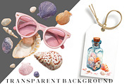 Watercolor Pink Beach Day Clipart, an Illustration by DreamCafeArt (Thumbnail 8 of 8)