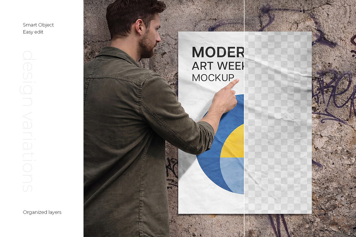 Urban Glued Poster Mockup Set, an Advertising Mockup by Country4k (Photo 2 of 6)