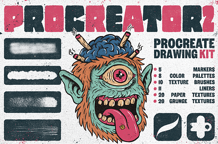 Procreator #2 Drawing Kit, a Brush Add-On by PeeperDesignStudio