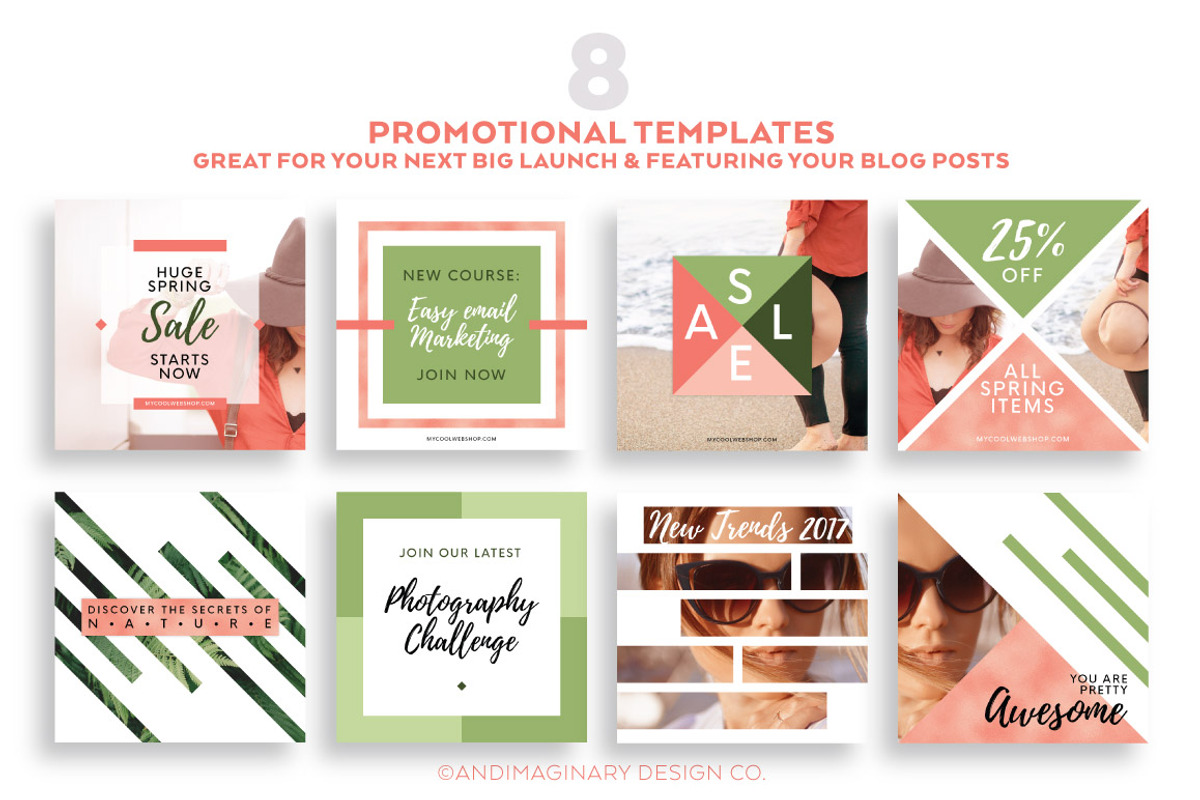 Coral & Moss INSTAGRAM BANNER Pack, a Social Media Template by Andimaginary Creative Co. (Photo 5 of 8)