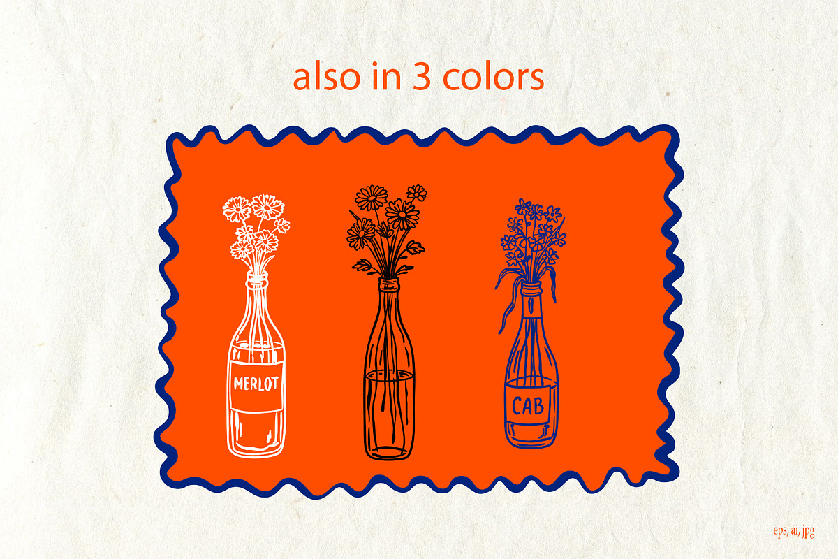 Whimsical Wine Doodle Pack, a Food Illustration by SunnJaneArt (Photo 15 of 16)