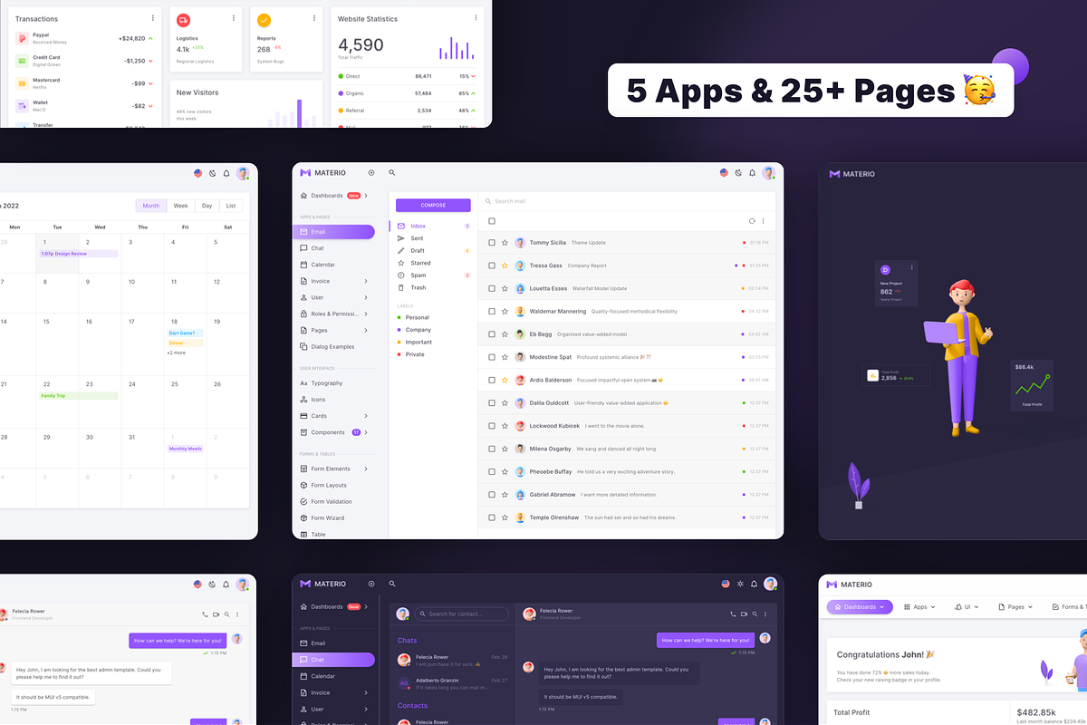Materio – Admin Dashboard UI Kit, an UI Kit Template by themeselection (Photo 4 of 7)