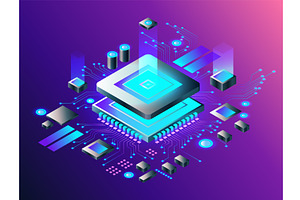 Electronic cpu digital chip, a Technology Illustration by Things for designers