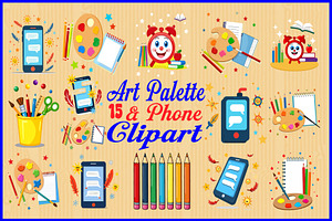 Art Palette & Phone Clipart, an Object Graphic by Designs_River