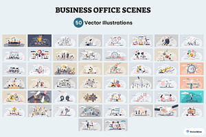 Office Life Vector Illustration Set