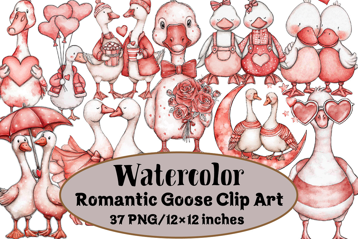 Romantic Goose Clip Art, an Illustration by Design Market (Photo 1 of 3)