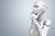 Cyborg stands in a pensive pose, an Education Illustration by iLexx (Thumbnail 3 of 4)