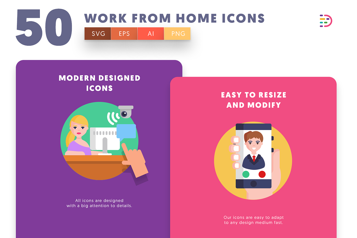 50 Work From Home Icons, an Outline Icon by Dighital (Photo 4 of 10)