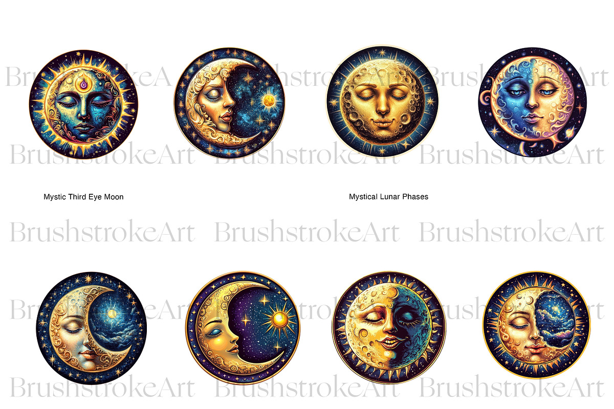 Mystical Moon Clipart, Celestial Sun, a Decorative Illustration by BrushstrokeArtGB (Photo 6 of 9)