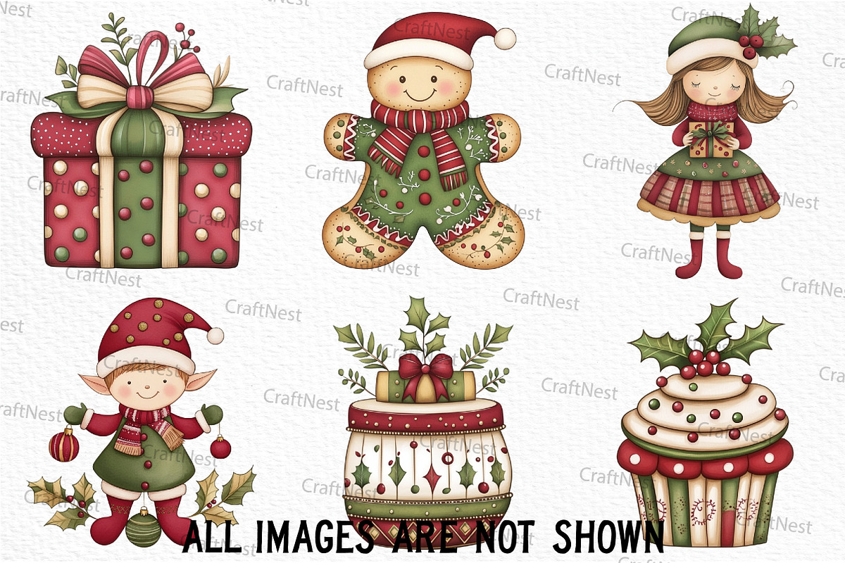 Cute Christmas Clipart Bundle, an Illustration by Craft Nest (Photo 4 of 6)