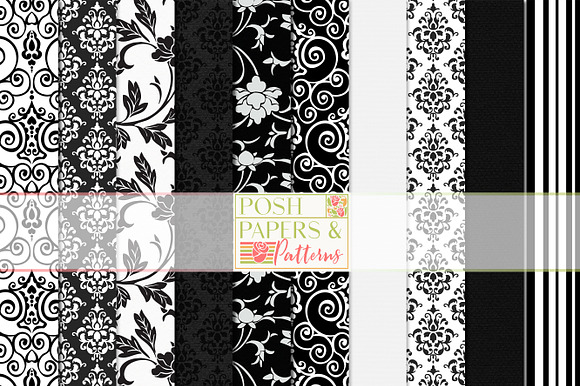 Black And White Damask Backgrounds preview 6
