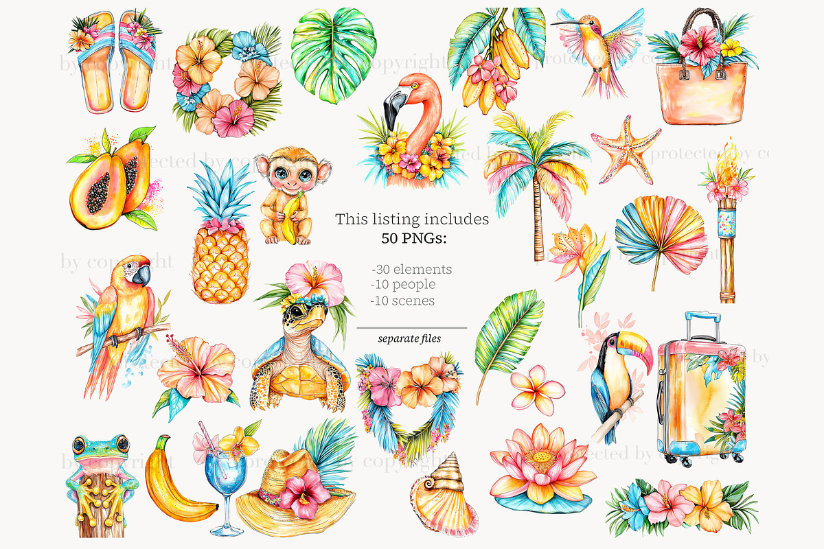 Tropical Summer Clipart | Vacation, a Person Illustration by GlamArtZhanna (Photo 3 of 8)