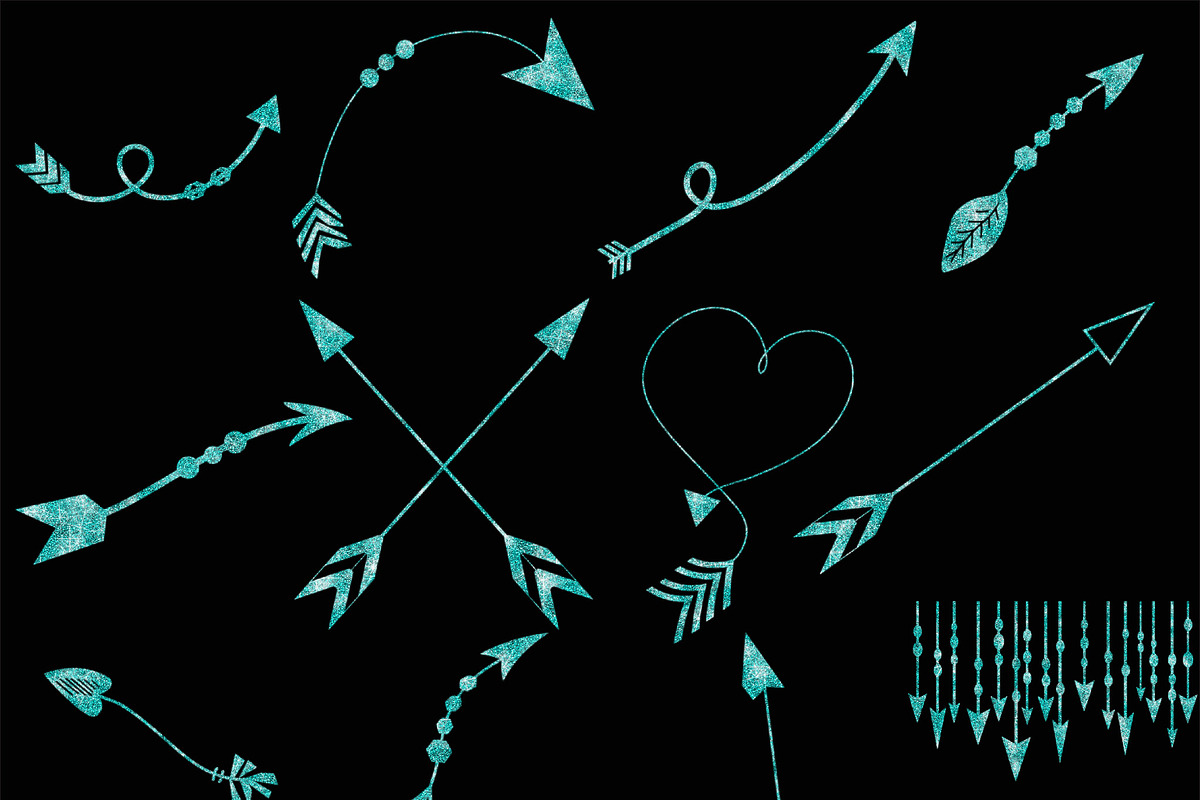 Aqua Glitter Arrow Graphics Bundle, an Illustration by ClipartBrat Graphics (Photo 3 of 3)