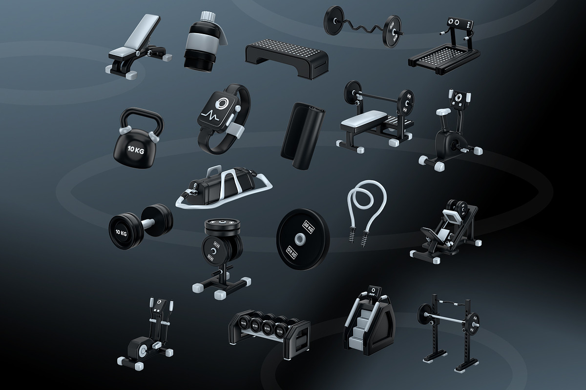 Stylized Gym and Fitness Set, an Object 3D Model by Artem Varnitsin (Photo 3 of 23)