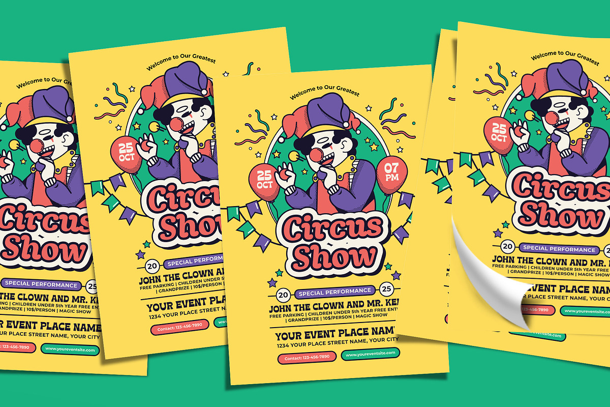 Retro Circus Show Flyer Template, a Flyer Template by Tiptop Graphic (Photo 4 of 5)