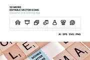 50 Education and Learning App Icons, an Outline Icon by Side Project (Thumbnail 1 of 5)
