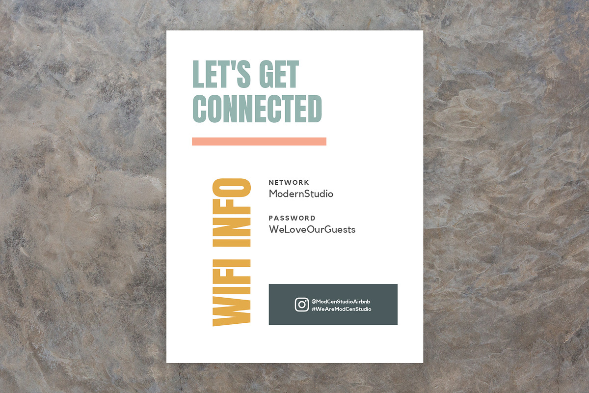 Moderno Wifi Sign for Airbnb Hosts, a Templates & Theme by Kin Studio (Photo 2 of 5)