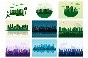 40 Buildings Background Illustration