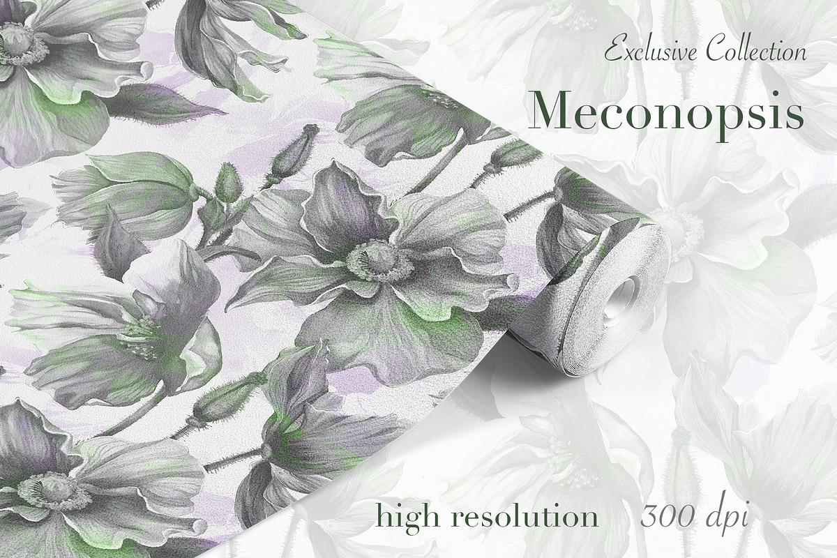 Meconopsis flowers Seamless Pattern, a Pattern Graphic by Yana Dobrik (Photo 4 of 11)